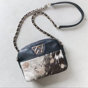 Kelly Wynne Cowhide Gold Spotted Crossbody